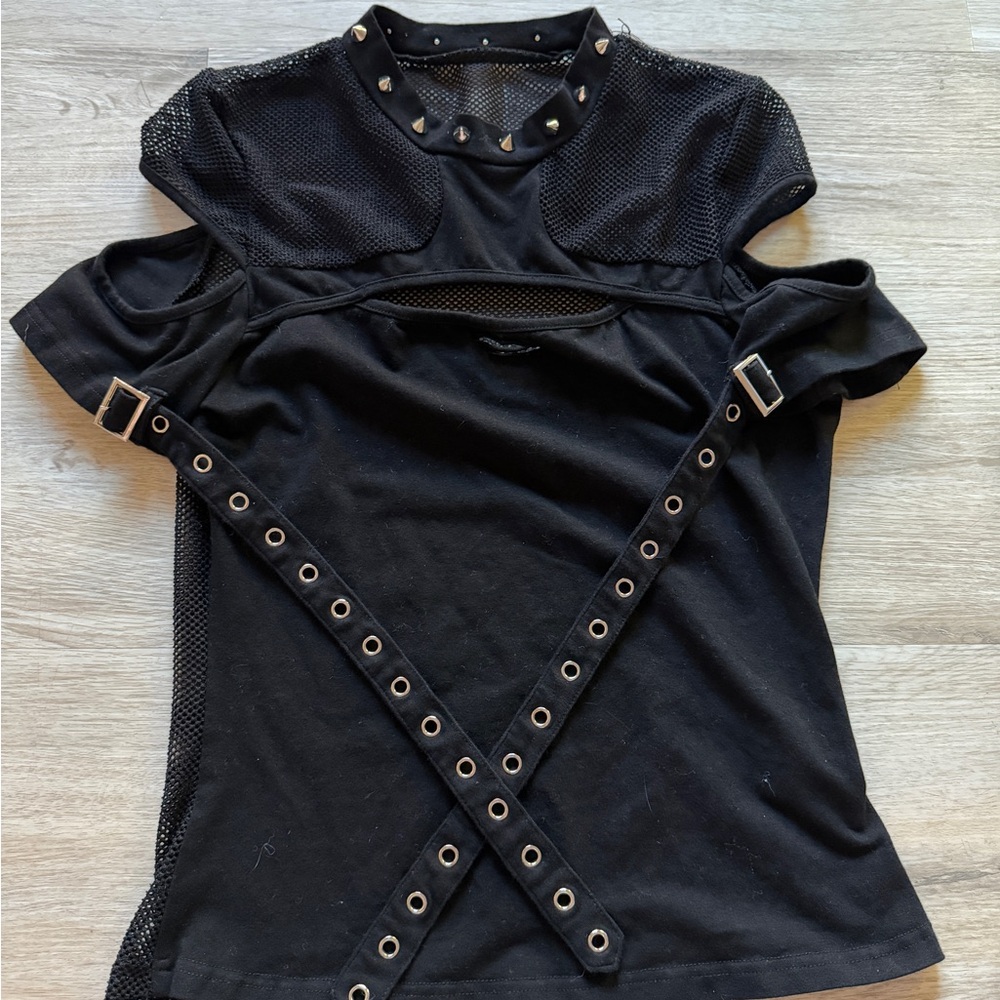 Black Rave Studded Women's Top